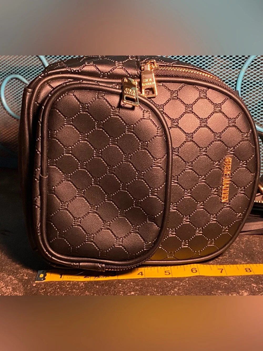 NWOT Steve Madden small backpack,tassel logo keychain,credit card wallet,black